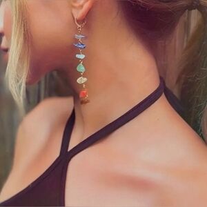 Anthropologie Rainbow Chakra Dangle Earrings
